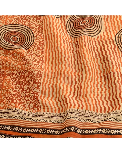 Sanskriti Vintage Brown Sarees Pure Georgette Silk Printed Sari 5Yd Craft Fabric, PRG-10446-Brown-Printed Floral Design-Pure Georgette Silk-6