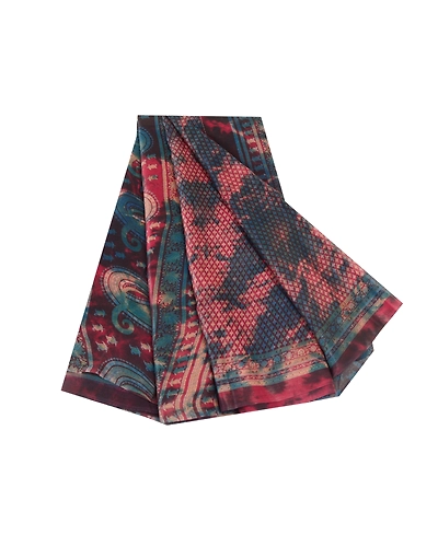 Sanskriti Vintage Blue Tie-Dye Sarees Pure Georgette Silk Sari 5Yd Craft Fabric, PRG-10495-Blue-Printed Floral Design-Pure Georgette Silk-2