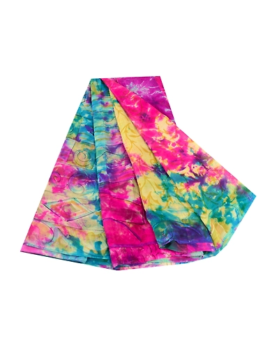 Sanskriti Vintage Multi Tie Dye Sarees Pure Georgette Silk Sari 5Yd Craft Fabric, PRG-10498-Multi-Printed Floral Design-Pure Georgette Silk-2