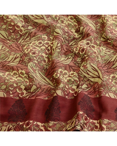 Sanskriti Vintage Brown Indian Sarees Georgette Printed Sari Floral Craft Fabric, PRG-10504-Brown-Printed Floral Design-Poly Georgette-6
