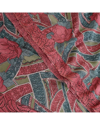 Sanskriti Vintage Rusty Purple Sarees Pure Georgette Silk Printed Sari Fabric, PRG-10509-Rusty Purple-Printed Floral Design-Pure Georgette Silk-1