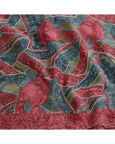 Sanskriti Vintage Rusty Purple Sarees Pure Georgette Silk Printed Sari Fabric, PRG-10509-Rusty Purple-Printed Floral Design-Pure Georgette Silk-6