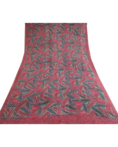 Sanskriti Vintage Rusty Purple Sarees Pure Georgette Silk Printed Sari Fabric, PRG-10509-Rusty Purple-Printed Floral Design-Pure Georgette Silk-8