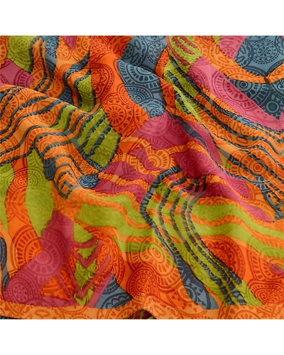 Sanskriti Vintage Multi Sarees Pure Georgette Silk Printed Sari 5Yd Craft Fabric, PRG-10546-Multi-Printed Floral Design-Pure Georgette Silk-6
