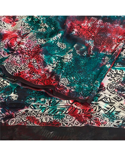 Sanskriti Vintage Tie-Dye Multi Sarees Pure Georgette Silk Sari 5Yd Craft Fabric, PRG-10556-Multi-Printed Floral Design-Pure Georgette Silk-9