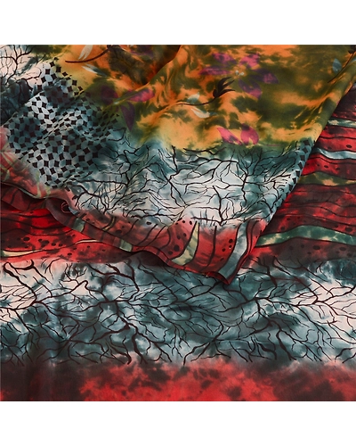 Sanskriti Vintage Tie-Dye Red Sarees Pure Georgette Silk Sari Soft Craft Fabric, PRG-10564-Red-Printed Floral Design-Pure Georgette Silk-7