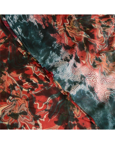 Sanskriti Vintage Tie-Dye Red Sarees Pure Georgette Silk Sari 5Yd Craft Fabric, PRG-10570-Red-Printed Floral Design-Pure Georgette Silk-5