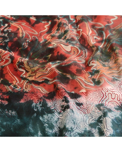 Sanskriti Vintage Tie-Dye Red Sarees Pure Georgette Silk Sari 5Yd Craft Fabric, PRG-10570-Red-Printed Floral Design-Pure Georgette Silk-6
