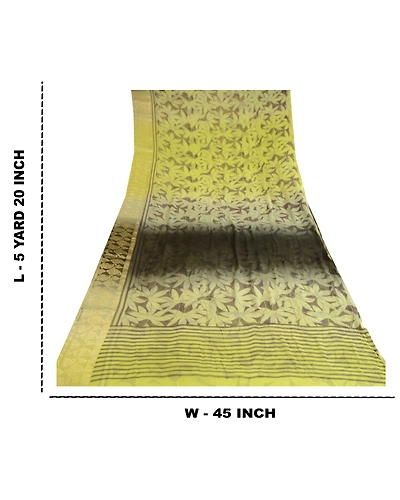 Sanskriti Vintage Green Sarees Blend Georgette Print Zari Sari 5Yd Craft Fabric, PRG-10608-Green-Printed Floral Design-Blend Georgette-3