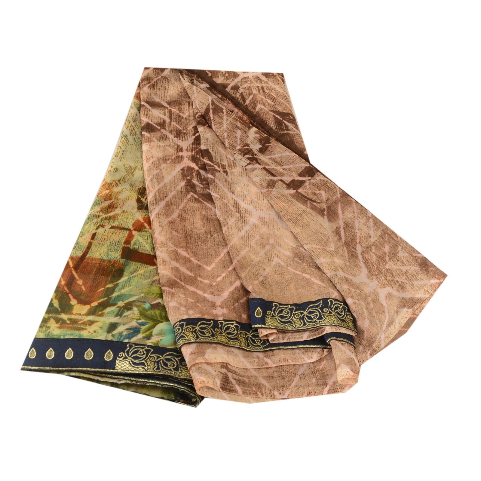 Sanskriti Vintage Multi Georgette Sarees Printed Sari 5Yd Floral Craft Fabric, PRG-10610-Multi-Printed Floral Design-Poly Georgette-2