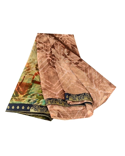 Sanskriti Vintage Multi Georgette Sarees Printed Sari 5Yd Floral Craft Fabric, PRG-10610-Multi-Printed Floral Design-Poly Georgette-2