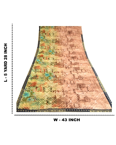 Sanskriti Vintage Multi Georgette Sarees Printed Sari 5Yd Floral Craft Fabric, PRG-10610-Multi-Printed Floral Design-Poly Georgette-3