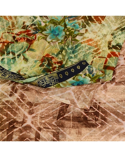 Sanskriti Vintage Multi Georgette Sarees Printed Sari 5Yd Floral Craft Fabric, PRG-10610-Multi-Printed Floral Design-Poly Georgette-7