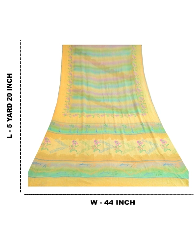 Sanskriti Vintage Multi Pure Georgette Silk Sarees Printed Sari 5Yd Craft Fabric, PRG-10627-Multi-Printed Floral Design-Pure Georgette Silk-3