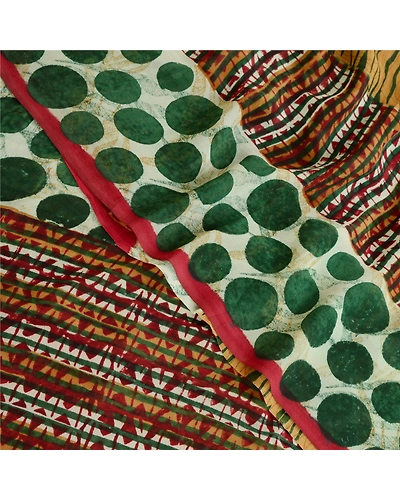 Sanskriti Vintage Multi Pure Georgette Silk Sarees Printed Sari 5Yd Craft Fabric, PRG-10648-Multi-Printed Floral Design-Pure Georgette Silk-1