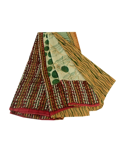 Sanskriti Vintage Multi Pure Georgette Silk Sarees Printed Sari 5Yd Craft Fabric, PRG-10648-Multi-Printed Floral Design-Pure Georgette Silk-2