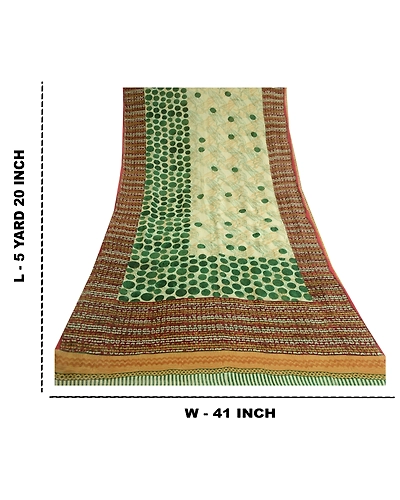 Sanskriti Vintage Multi Pure Georgette Silk Sarees Printed Sari 5Yd Craft Fabric, PRG-10648-Multi-Printed Floral Design-Pure Georgette Silk-3