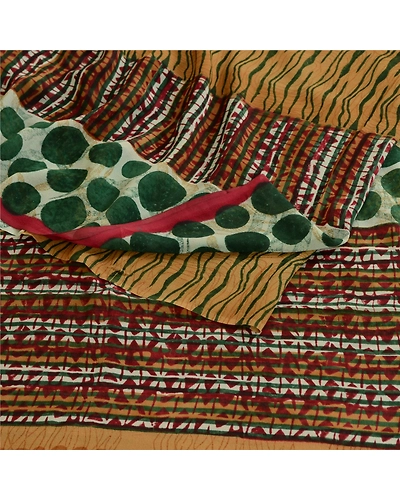 Sanskriti Vintage Multi Pure Georgette Silk Sarees Printed Sari 5Yd Craft Fabric, PRG-10648-Multi-Printed Floral Design-Pure Georgette Silk-7