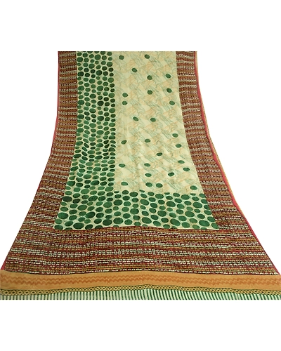 Sanskriti Vintage Multi Pure Georgette Silk Sarees Printed Sari 5Yd Craft Fabric, PRG-10648-Multi-Printed Floral Design-Pure Georgette Silk-8