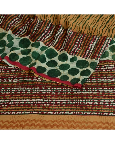 Sanskriti Vintage Multi Pure Georgette Silk Sarees Printed Sari 5Yd Craft Fabric, PRG-10648-Multi-Printed Floral Design-Pure Georgette Silk-9