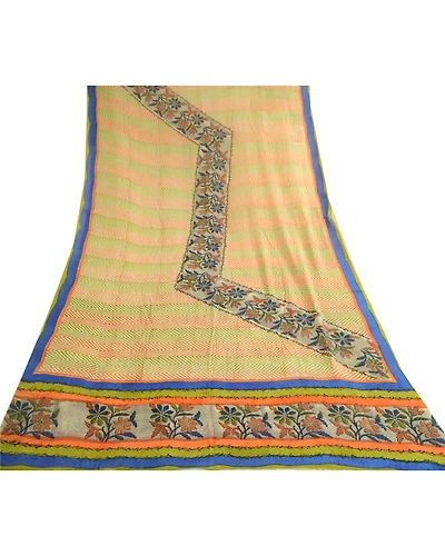 Sanskriti Vintage Multi Pure Georgette Silk Sarees Printed Sari 5Yd Craft Fabric, PRG-10666-Multi-Printed Floral Design-Pure Georgette Silk-8