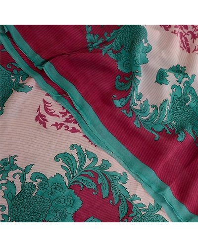 Sanskriti Vintage Purple Pure Georgette Silk Sarees Printed Sari Craft Fabric, PRG-10707-Purple-Printed Floral Design-Pure Georgette Silk-1
