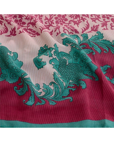 Sanskriti Vintage Purple Pure Georgette Silk Sarees Printed Sari Craft Fabric, PRG-10707-Purple-Printed Floral Design-Pure Georgette Silk-6
