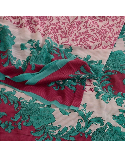 Sanskriti Vintage Purple Pure Georgette Silk Sarees Printed Sari Craft Fabric, PRG-10707-Purple-Printed Floral Design-Pure Georgette Silk-7