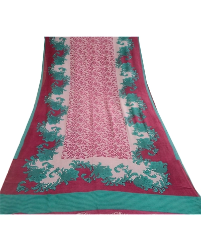 Sanskriti Vintage Purple Pure Georgette Silk Sarees Printed Sari Craft Fabric, PRG-10707-Purple-Printed Floral Design-Pure Georgette Silk-8
