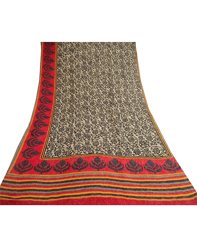 Sanskriti Vintage Black Pure Georgette Silk Sarees Print Sari Soft Craft Fabric, PRG-10729-Black-Printed Floral Design-Pure Georgette Silk-8