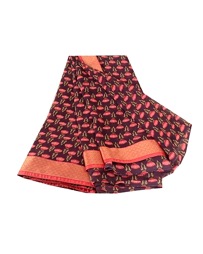 Sanskriti Vintage Blue Zari Border Georgette Sarees Printed Sari Craft Fabric, PRG-10733-Blue-Printed Floral Design-Poly Georgette-2