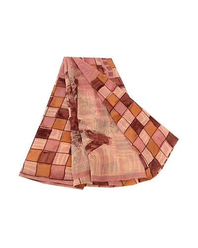 Sanskriti Vintage Dusty-Pink Pure Georgette Silk Sarees Print Sari Craft Fabric, PRG-10737-Dusty Pink-Printed Floral Design-Pure Georgette Silk-2