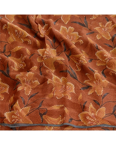 Sanskriti Vintage Brown Sarees Printed Pure Georgette Silk Sari 5Yd Craft Fabric, PRG-10749-Brown-Printed Floral Design-Pure Georgette Silk-6
