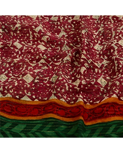 Sanskriti Vintage Dark Red Indian Printed Sarees Pure Georgette Silk Sari Fabric, PRG-10765-Dark Red-Printed Floral Design-Pure Georgette Silk-7