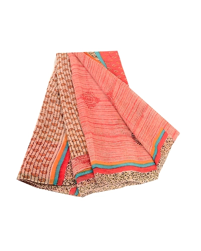 Sanskriti Vintage Red Indian Sarees Pure Chiffon Silk Sari 5Yd Soft Craft Fabric, PRG-10822-Red-Printed Floral Design-Pure Chiffon Silk-2
