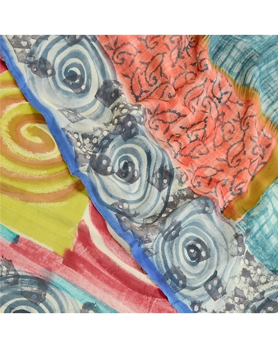 Sanskriti Vintage Blue Sarees 100% Pure Georgette Silk Printed Sari Craft Fabric, PRG-10865-Blue-Printed Floral Design-Pure Georgette Silk-1
