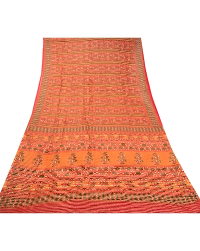 Sanskriti Vintage Red Indian Sarees Blend Georgette Sari Printed Woven Fabric, PRG-10889-Red-Printed Floral Design-Blend Georgette-8