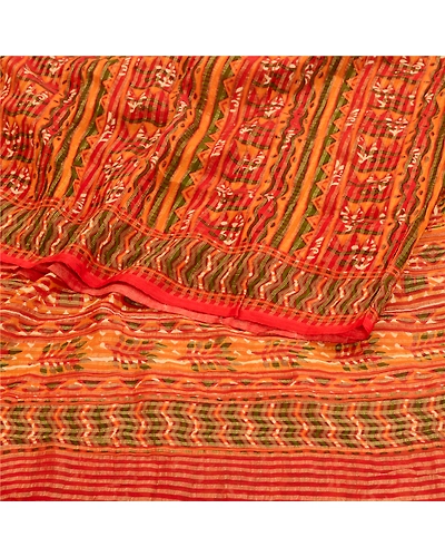 Sanskriti Vintage Red Indian Sarees Blend Georgette Sari Printed Woven Fabric, PRG-10889-Red-Printed Floral Design-Blend Georgette-9