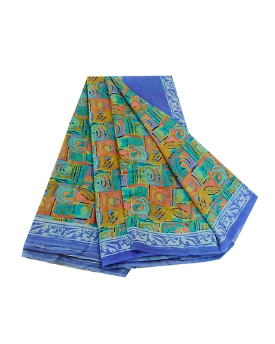 Sanskriti Vintage Multi Sarees Pure Georgette Silk Sari Printed 5Yd Craft Fabric, PRG-10892-Multi-Printed Floral Design-Pure Georgette Silk-2