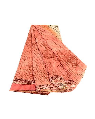 Sanskriti Vintage Dusty Red Sarees Blend Georgette Sari Printed 5Yd Craft Fabric, PRG-10896-Dusty Red-Printed Floral Design-Blend Georgette-2