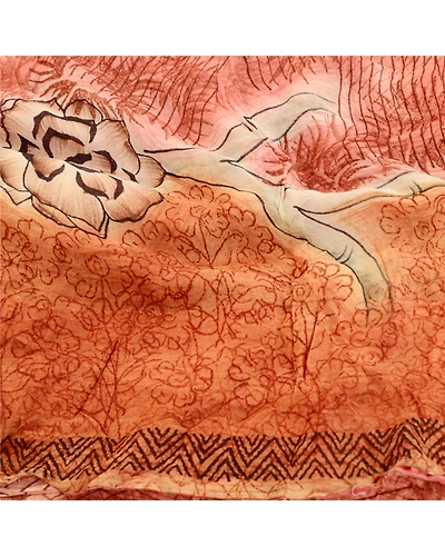 Sanskriti Vintage Dusty Red Sarees Blend Georgette Sari Printed 5Yd Craft Fabric, PRG-10896-Dusty Red-Printed Floral Design-Blend Georgette-6
