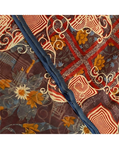 Sanskriti Vintage Multi Sarees Pure Georgette Silk Sari Printed 5Yd Craft Fabric, PRG-10900-Multi-Printed Floral Design-Pure Georgette Silk-1