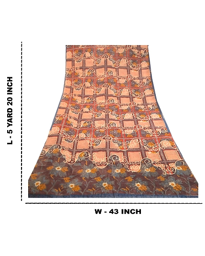 Sanskriti Vintage Multi Sarees Pure Georgette Silk Sari Printed 5Yd Craft Fabric, PRG-10900-Multi-Printed Floral Design-Pure Georgette Silk-3