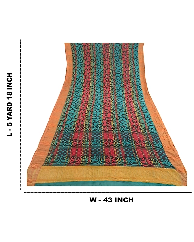 Sanskriti Vintage Blue Sarees Pure Georgette Silk Printed Zari Sari Craft Fabric, PRG-10927-Blue-Printed Floral Design-Pure Georgette Silk-3