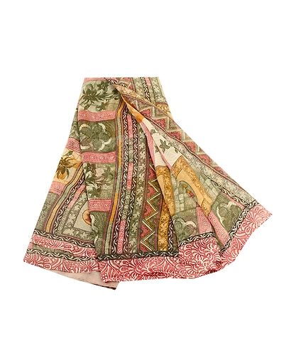 Sanskriti Vintage Multi Indian Sarees Georgette Printed Sari Soft Craft Fabric, PRG-10928-Multi-Printed Floral Design-Poly Georgette-2