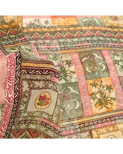 Sanskriti Vintage Multi Indian Sarees Georgette Printed Sari Soft Craft Fabric, PRG-10928-Multi-Printed Floral Design-Poly Georgette-4