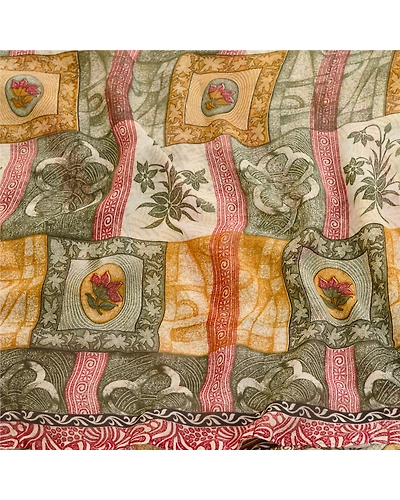 Sanskriti Vintage Multi Indian Sarees Georgette Printed Sari Soft Craft Fabric, PRG-10928-Multi-Printed Floral Design-Poly Georgette-6