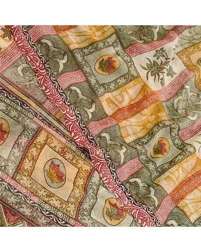 Sanskriti Vintage Multi Indian Sarees Georgette Printed Sari Soft Craft Fabric, PRG-10928-Multi-Printed Floral Design-Poly Georgette-7