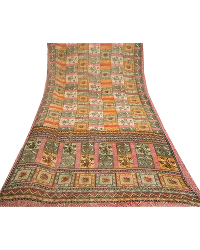 Sanskriti Vintage Multi Indian Sarees Georgette Printed Sari Soft Craft Fabric, PRG-10928-Multi-Printed Floral Design-Poly Georgette-8