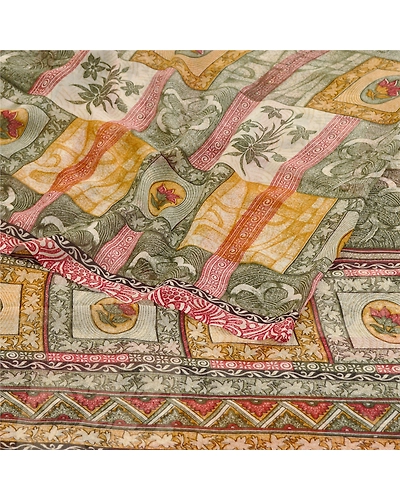 Sanskriti Vintage Multi Indian Sarees Georgette Printed Sari Soft Craft Fabric, PRG-10928-Multi-Printed Floral Design-Poly Georgette-9